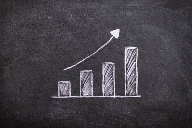 graf na černé tabuli vykazující postupný růst